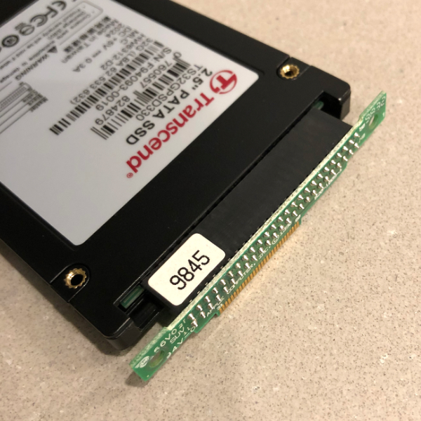 Internal IDE drive connector covering jumper pins.